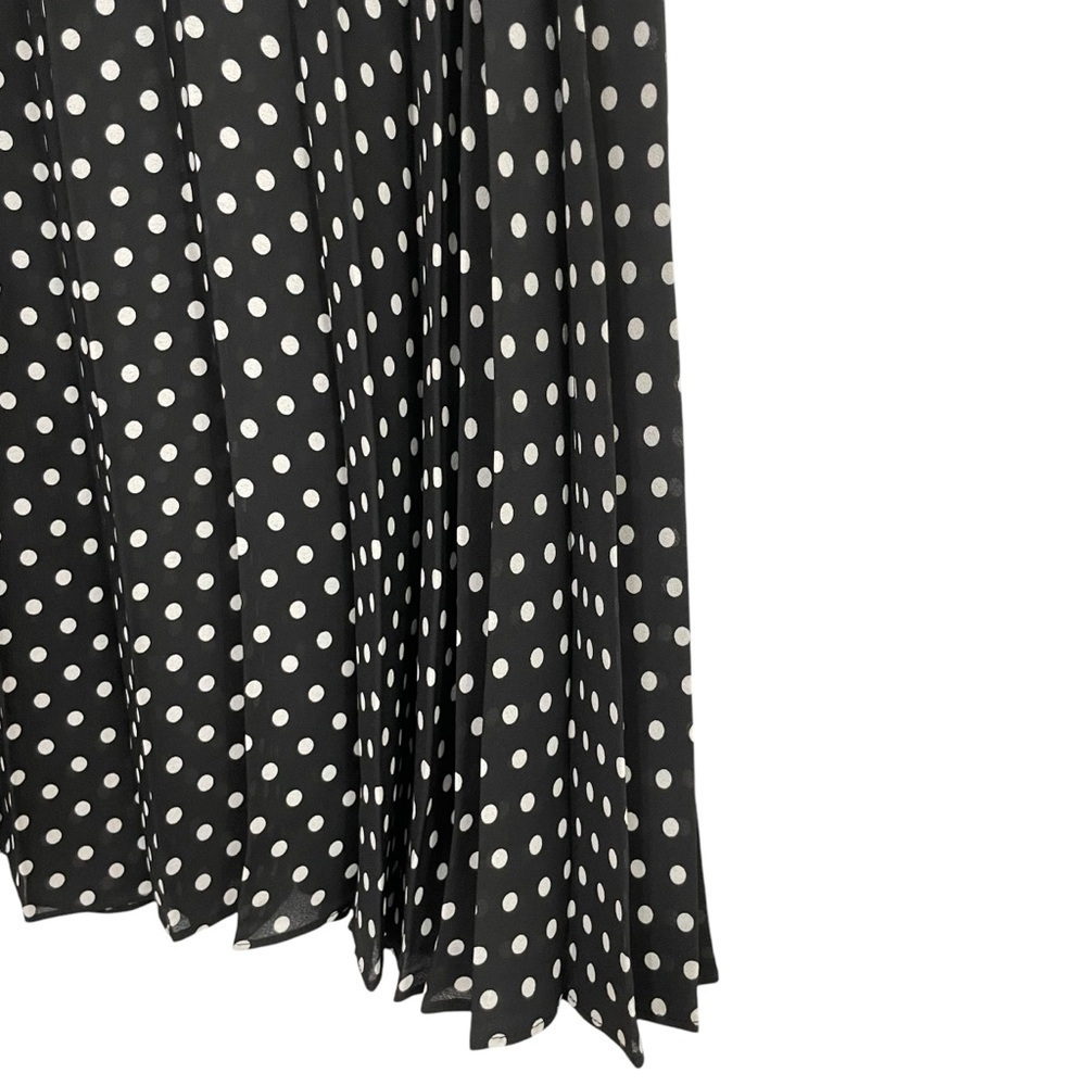 Max Studio Skirt Size M Black White Polka Dot Pleated Skirt Elastic Waist - Picture 4 of 15